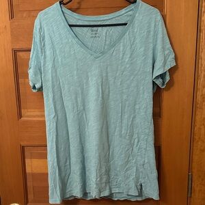 Felina Green-Blue Short Sleeve V-Neck Tee